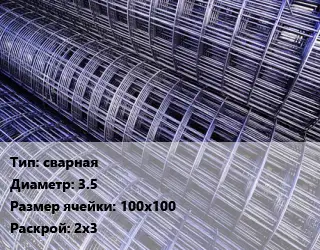 Сетка сварная d=3.5 Ячейка: 100х100 Раскрой: 2х3